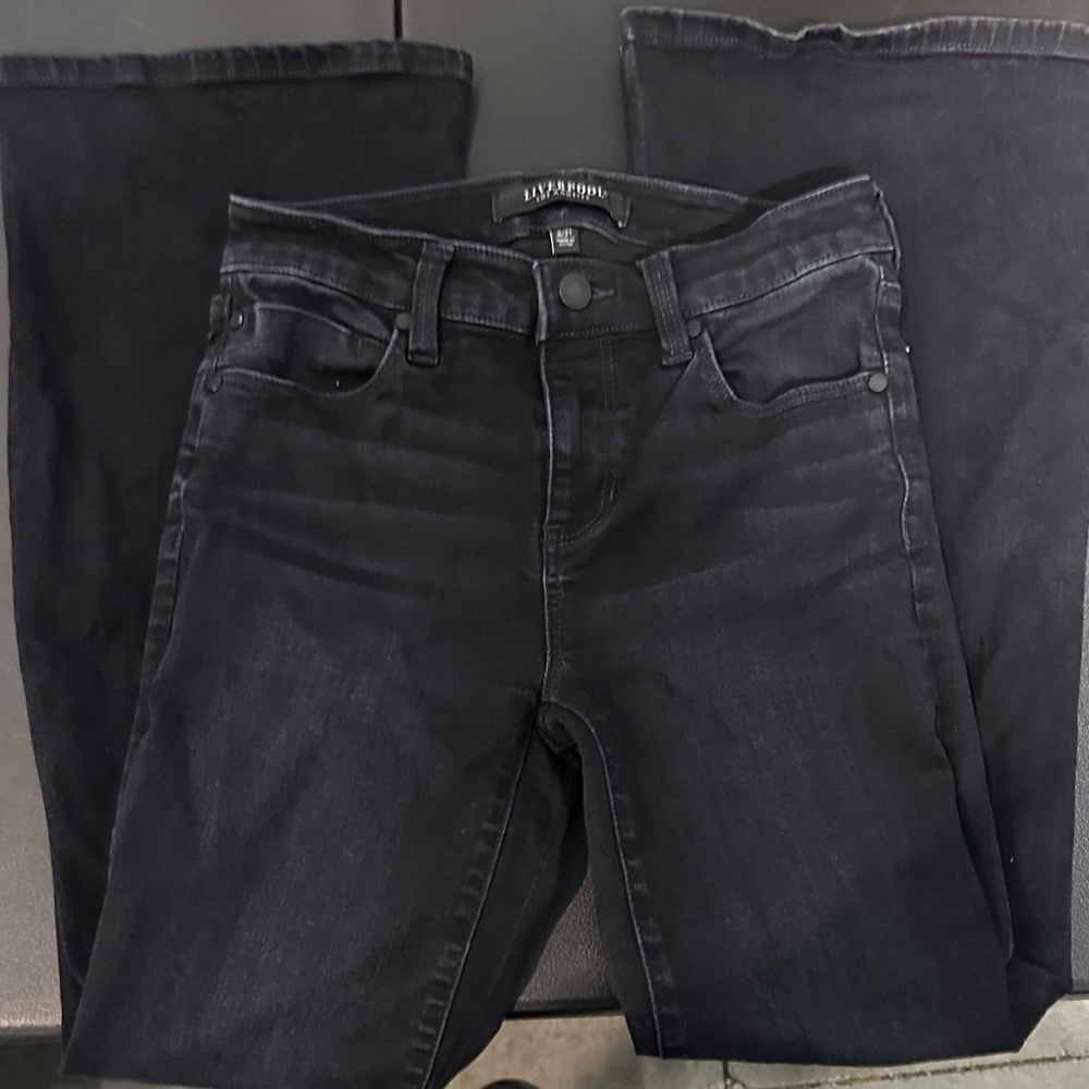 606.  Liverpool Women's Black High Rise Flare Jeans size 4- - Picture 2 of 8